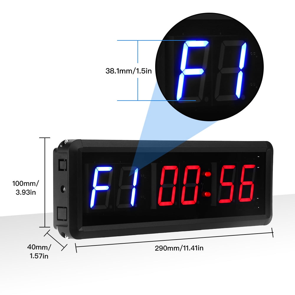 N// A Jhering 1.5 Inch 6 Digital Led Countdown Timer Stopwatch Wall Clock for Gym Fitness Home